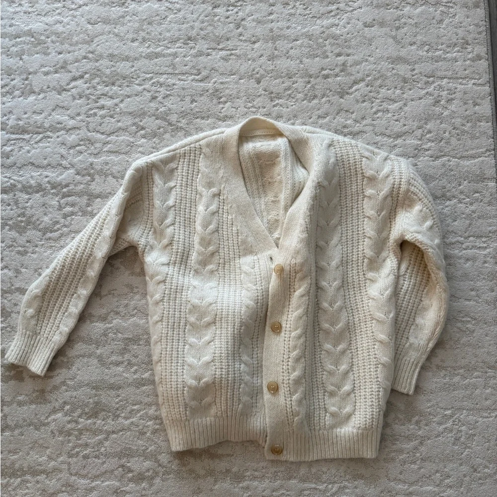 Jenni Kayne Cream Wool/Alpaca Cable Knit Cardigan - Picture 1 of 1